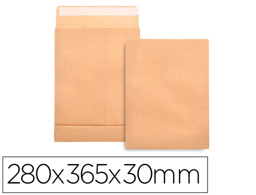 [2006291] LIDERPAPEL - SOBRE BOLSA FUELLE KRAFT 280X365 MM SOLAPA TIRA DE SILICONA PAPEL 120 GR CAJA DE 50 UNIDADES (Ref.SL43)