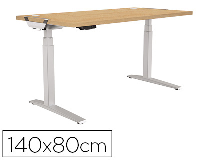 [2154038] MESA DE OFICINA LEVADO BASE METAL ACERO PINTADO SISTEMA ELECTRICO REGULABLE ALTURA TABLERO ARCE 140 X 80 CM (Ref.9709301)