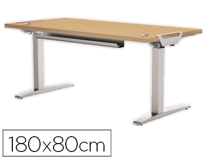 [2154040] MESA DE OFICINA LEVADO BASE METAL ACERO PINTADO SISTEMA ELECTRICO REGULABLE ALTURA TABLERO ARCE 180 X 80 CM (Ref.9709501)