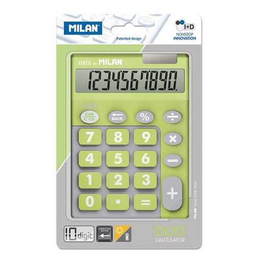 [9929709] MILAN - CALCULADORA DUO 10 DIGITOS DUAL BLISTER VERDE (Ref.150610TDGRBL)