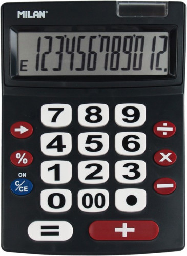 [9929723] MILAN - CALCULADORA NEGRO EXTRA-GRANDE 12 DIGITOS DUAL BLISTER (Ref.151712BL)