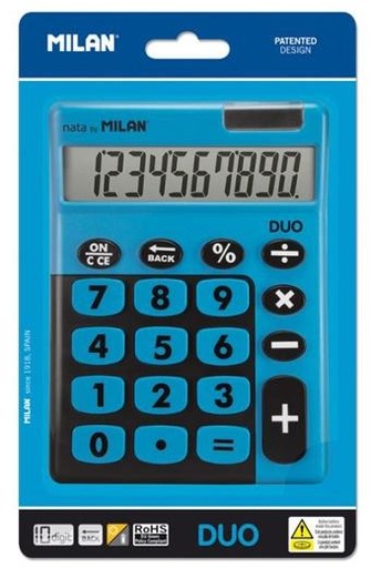 [9929703] MILAN - CALCULADORA TOUCH DUO 10 DIGITOS DUAL BLISTER AZUL (Ref.150610TDBBL)
