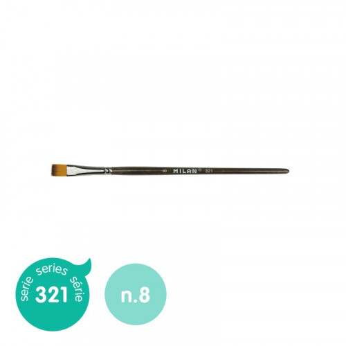 [9932990] MILAN - PINCEL PLANO PELO SINTÉTICO SERIE 321 - Nº 8 -CAJITA DE 6- (Ref.80478)