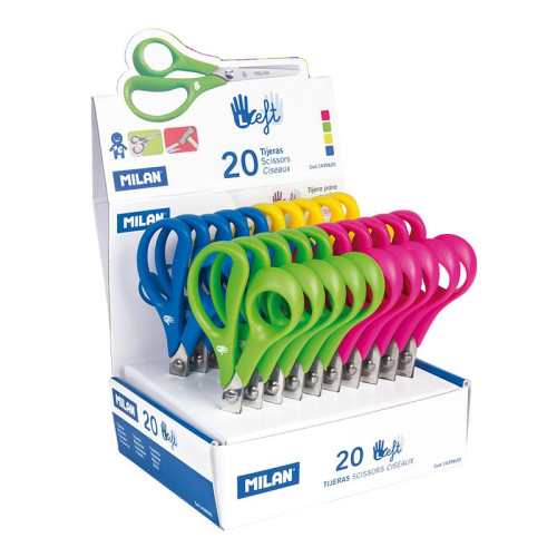 [9932141] MILAN - TIJERAS ESCOLARES PARA ZURDOS COLORES SURTIDOS EXPOSITOR -20U- (Ref.1439620)