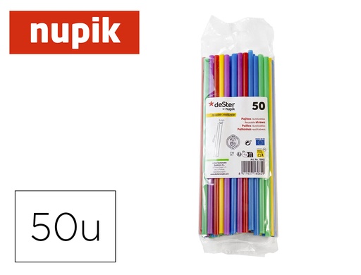 [2155193] NUPIK - Pajita de papel rojo/blanco paquete de 50 unidades (Ref. 102329(NUEVA REF 102600))