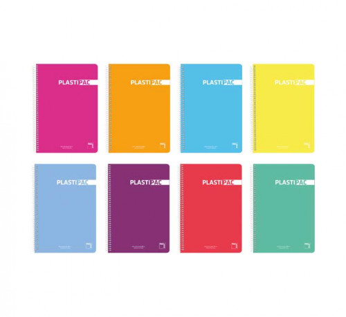 [9931303] PACSA - CUADERNO PLASTIPAC 80 HOJAS 5X5 TAPAS POLIPROPILENO 4º 90GR COLORES SURTIDO -5U- (Ref.16564)