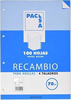 [9935056] PACSA - RECAMBIO 4 TALADROS 100 HOJAS 70GR 4X4 A5 (Ref.21204)