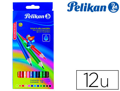 [2090232] PELIKAN - Lapices de colores hexagonales acuarelable 12 colores mina 3mm caja de carton (Ref. 700672)