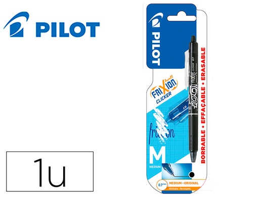 [2161345] PILOT - Boligrafo frixion clicker borrable 0,7 mm punta media negro en blister (Ref.BFCN)