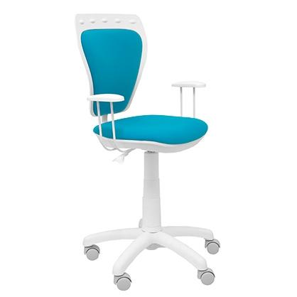 [9933670] PIQUERAS Y CRESPO - SILLA SALINAS JUVENIL PESO MAXIMO 40 kg BRAZOS FIJOS MECANISMO CONTACTO LAMA REGULABLE EN ALTURA RUEDAS AUTOFRENANTES ASIENTO Y RESPALDO TAPIZADO EN TEJIDO MICRO AZUL (Ref.34BCLMICRO31)