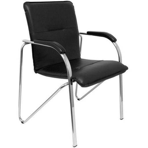 [2156119] PIQUERAS Y CRESPO - Silla confidente pyc estructura cromada con brazos simil piel negra 880x600x552 mm pack de 2 unidades (Ref. PACK2259SPNECR)
