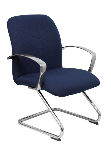 [2156120] PIQUERAS Y CRESPO - Silla confidente pyc estructura cromada con brazos tapizada en tela azul marino 920x610x520 mm (Ref. 117CPBALI200)