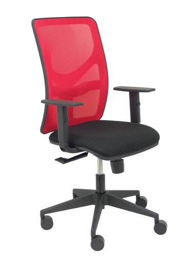 [2156678] PIQUERAS Y CRESPO - Silla de oficina pyc motilla con brazos regulable respaldo en malla y asiento bali en tela color rojo/ negro (Ref. 21SM350B840B10)