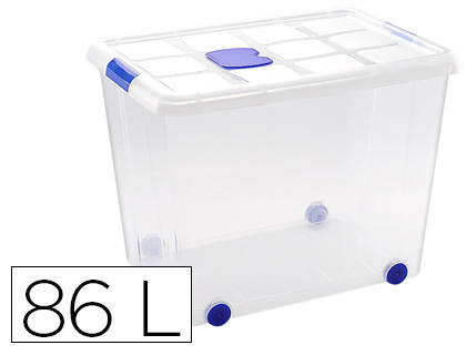 [2155911] PLASTICFORTE - Contenedor plastico 86 litros n 8 transparente con tapa 470x620x450 mm (Ref. 11251)
