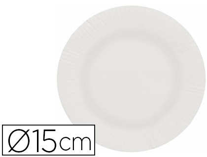[2155381] Plato papel reciclable blanco 15 cm paquete 100 unidades (Ref. 10416)