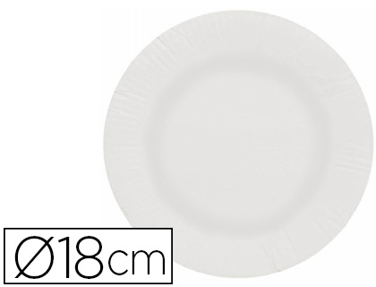 [2155382] Plato papel reciclable blanco 18 cm paquete 100 unidades (Ref. 10417)
