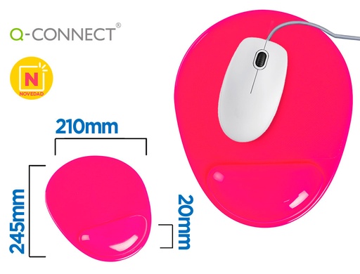 [2155724] Q-CONNECT - Alfombrilla para raton reposamuñecas de gel pvc color rosa 210x245x20 mm (Ref. KF17229)