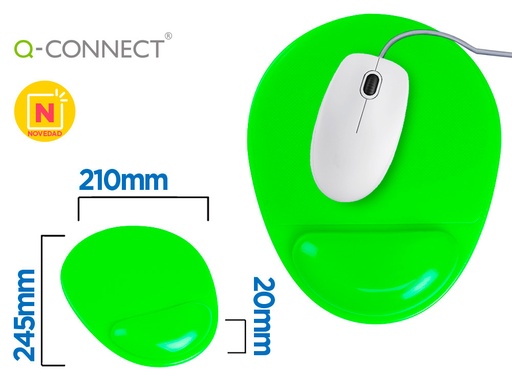 [2155723] Q-CONNECT - Alfombrilla para raton reposamuñecas de gel pvc color verde 210x245x20 mm (Ref. KF17228)