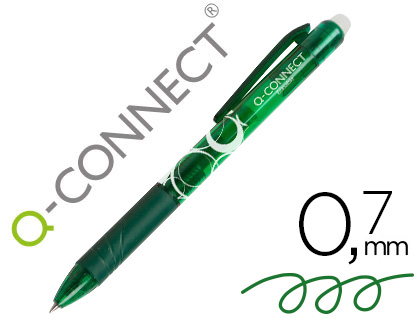 [2153567] Q-CONNECT - BOLIGRAFO RETRACTIL BORRABLE 0,7 MM COLOR VERDE (Ref.KF18627)