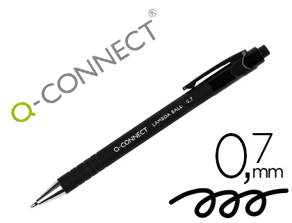 [2155084] Q-CONNECT - Boligrafo retractil con grip 0,7 mm color negro (Ref. KF00672)