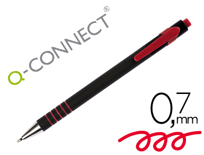 [2155085] Q-CONNECT - Boligrafo retractil con grip 0,7 mm color rojo (Ref. KF00671)