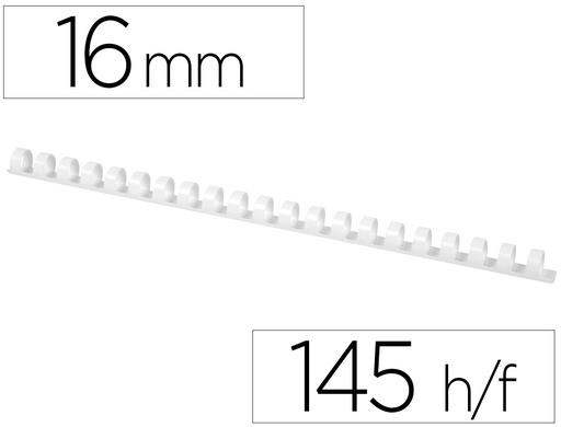 [2063440] Q-CONNECT - CANUTILLO REDONDO 16 MM PLASTICO BLANCO CAPACIDAD 145 HOJAS CAJA DE 50 UNIDADES (Ref.KF24025)