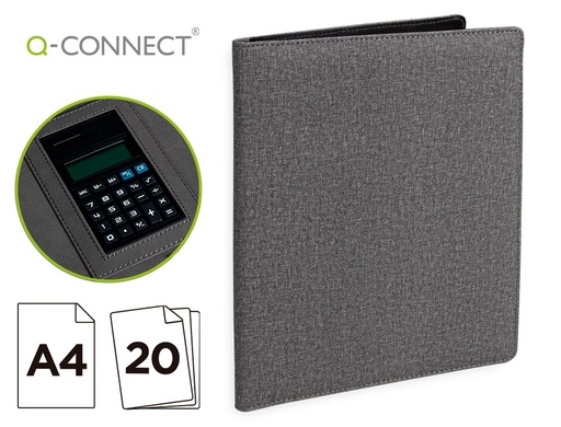 [2156774] Q-CONNECT - Carpeta portafolios A4 con calculadora bloc 20 hojas y departamentos interiores color gris 250x315 (Ref. KF17240)