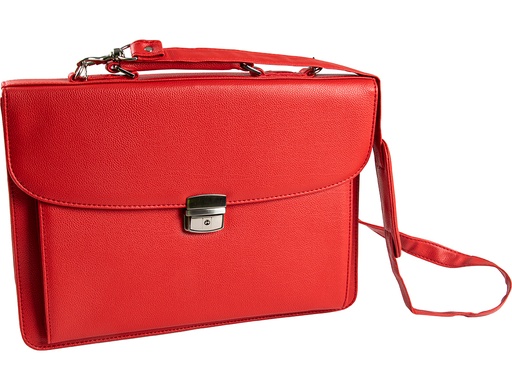 [2156777] Q-CONNECT - Cartera portadocumentos con correa cierre metalico y departamentos interiores color rojo 390x280 (Ref. KF17243)