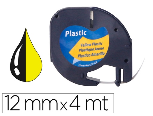 [2156242] Q-CONNECT - Cinta 12mm x 4mt negro-hiperamarillo para maquina letratag (Ref. KF18838)