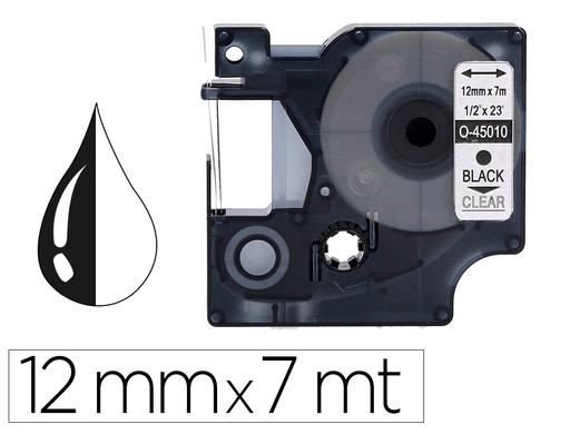 [2156246] Q-CONNECT - Cinta negro-transparente 12mm x 7mt dymo (Ref. KF18839)