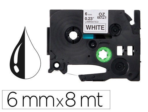 [2156250] Q-CONNECT - Cinta tze-211 blanco-negro 6mm longitud 8 mt (Ref. KF18795)