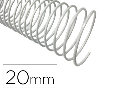 [2155227] Q-CONNECT - Espiral metalico blanco 64 5:1 20mm 1,2mm caja de 100 unidades (Ref. KF17130)
