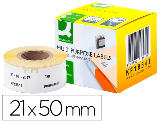 [2063385] Q-CONNECT - Etiqueta adhesiva kf18541 compatible dymo 99017 tamaño 50x12 mm caja con 220 etiquetas (Ref. KF18541)