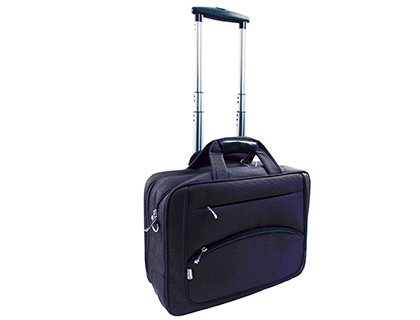 [2156135] Q-CONNECT - Maletin para portail 16\" azul marino 1 asa 2 bolsillos exteriores y ruedas 410x325x150 mm (Ref. KF16973)