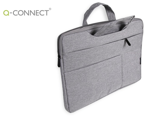[2156776] Q-CONNECT - Maletin para portatil 15,6\" con asas retractiles cremallera 3 bolsillos exteriores gris (Ref. KF17242)