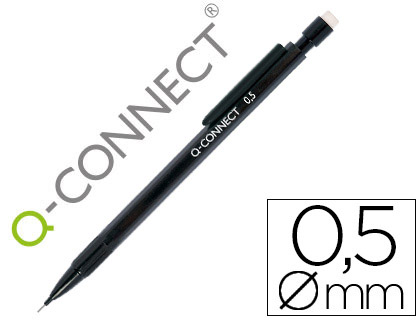 [2150486] Q-CONNECT - PORTAMINAS 0.5 MM CON 3 MINAS CUERPO NEGRO CON CLIP NEGRO (Ref.KF18046)