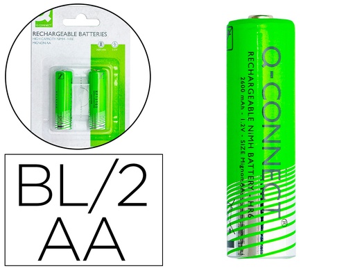 [2162775] Q-CONNECT - Pila alcalina aa recargable blister de 2 unidades (Ref. KF15165)