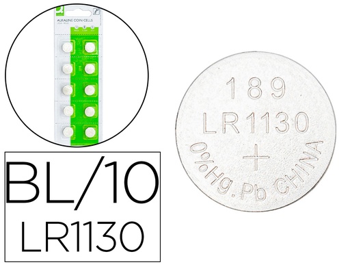 [2162778] Q-CONNECT - Pila tipo boton alcalina ag13 lr44 1.5v blister de 10 unidades (Ref. KF14556)