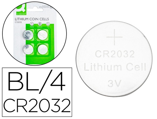 [2162776] Q-CONNECT - Pila tipo boton litio cr2032 3v blister de 4 unidades (Ref. KF15036)