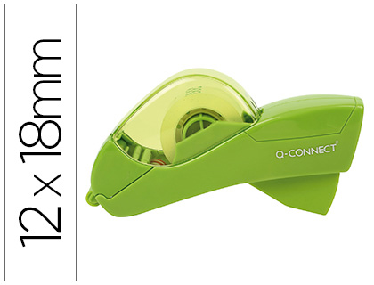 [2155140] Q-CONNECT - Portarrollo automatico plastico verde para cintas de 12 y 19 mm incluye 2 cintas (Ref. KF14520)