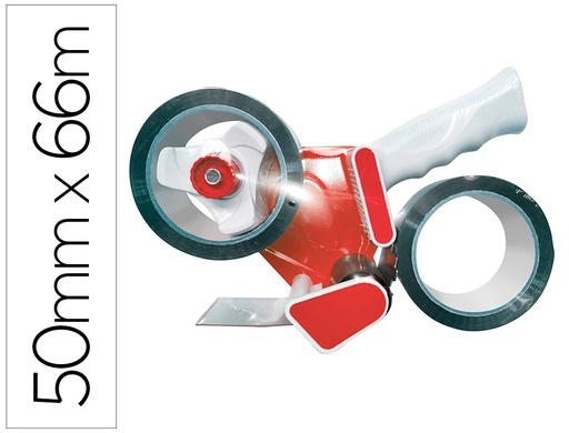 [2155948] Q-CONNECT - Portarrollo para embalaje para cintas de 66mt x 50mm incluye 2 rollos cinta marron (Ref. KF11268)