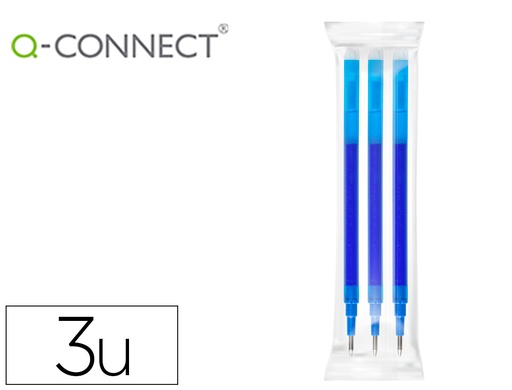 [2155268] Q-CONNECT - Recambio boligrafo retractil kf11058 borrable azul caja de 3 unidades (Ref. KF11058)