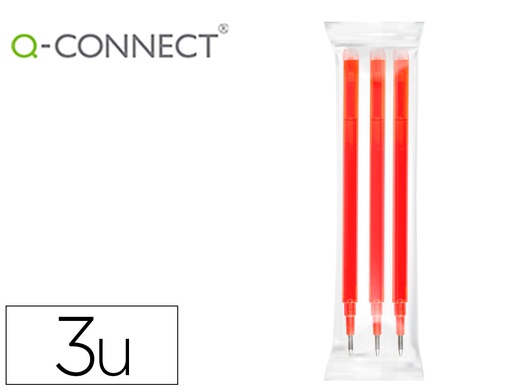 [2155270] Q-CONNECT - Recambio boligrafo retractil kf11059 borrable rojo caja de 3 unidades (Ref. KF11059)