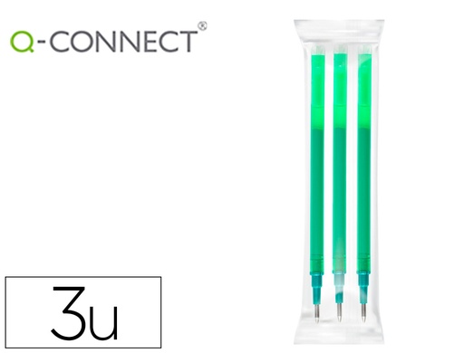 [2155271] Q-CONNECT - Recambio boligrafo retractil kf11060 borrable verde caja de 3 unidades (Ref. KF11060)