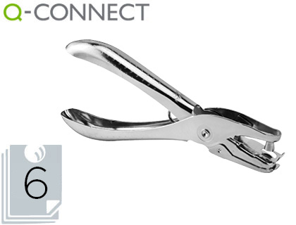 [2153423] Q-CONNECT - Taladrador kf18765 de tenaza metalico cromado 1 taladro abertura 6 mm capacidad 6 hojas (Ref. KF18765)