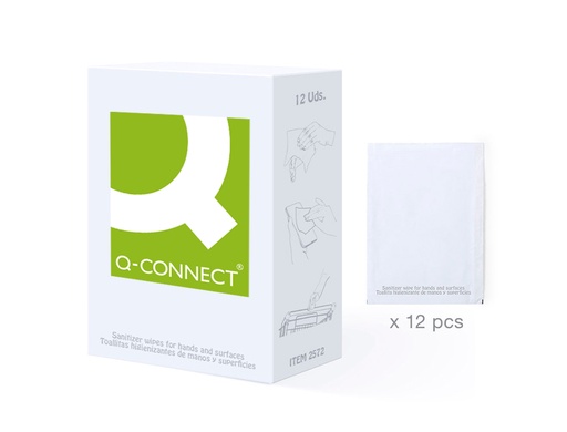[2159776] Q-CONNECT - Toallita higienizante hidroalcoholicas para manos monodosis caja de 12unidades (Ref. 2572)