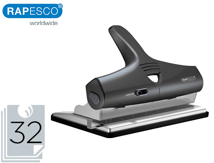 [2154307] RAPESCO - Taladrador alu 95 negro ajustable 2,3 y 4 taladros capacidad 32 hojas (Ref. 1205)
