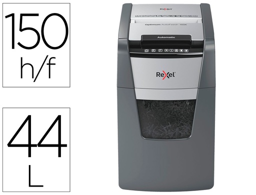 [9159868] REXEL - Destructora Automática Optimum AutoFeed+ 150X - P4 Partículas 4x28mm - Hasta 150h - Depósito 44l (Ref. 2020150XEU)