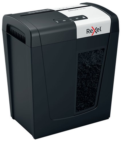 [2160268] REXEL - Destructora de documentos secure mc6 eu capacidad 6 hojas grapas clips tarjetas y cd 18 l (Ref. 2020130EU)
