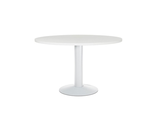 [2150727] ROCADA - MESA DE REUNION MEETING ESTRUCTURA COLUMNA ACERO BLANCO TABLERO MADERA BLANCO 120 CM DIAMETRO (Ref.3006ATW04)